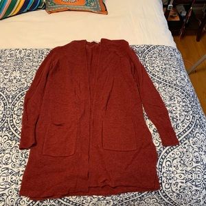 Rust open front cardigan
